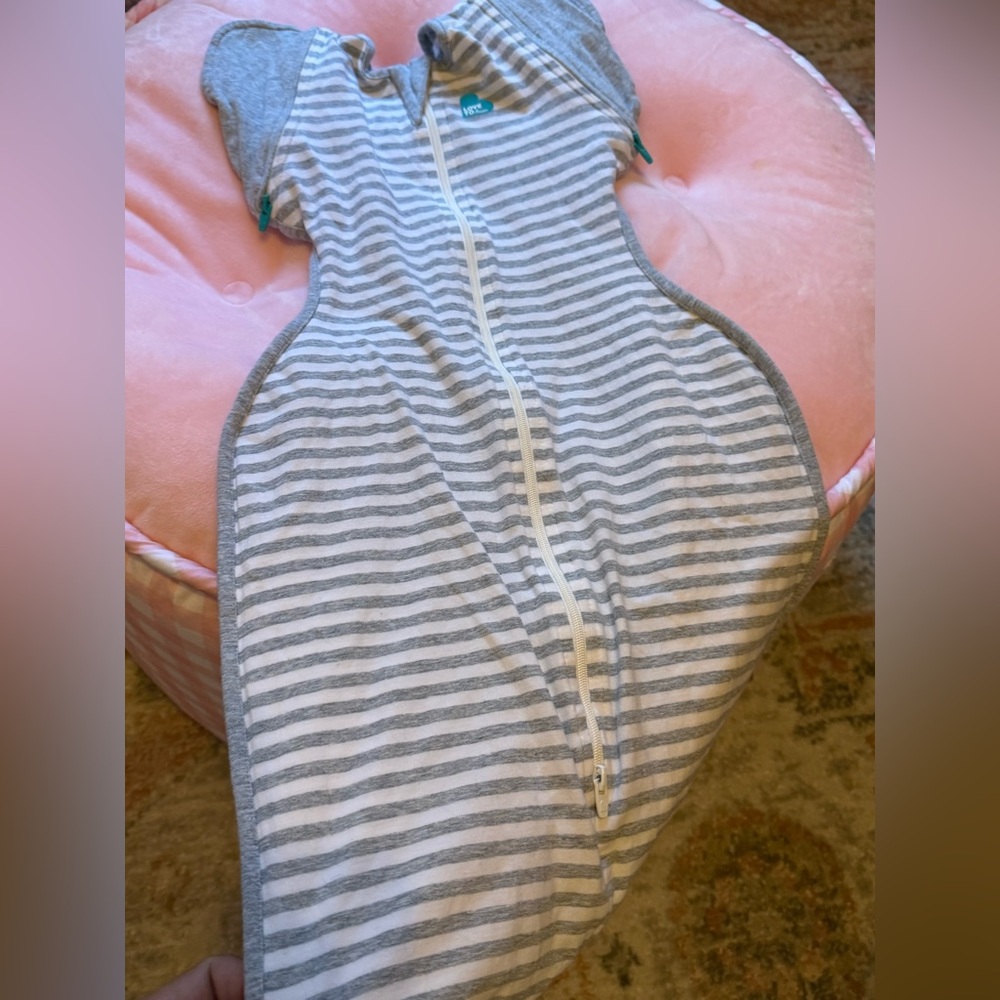 Gray and White Striped Kids One Piece
